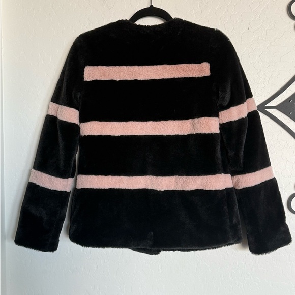 RACHEL PARCELL Black and Pink Striped Faux Fur Jacket - XXS - Picture 8 of 11